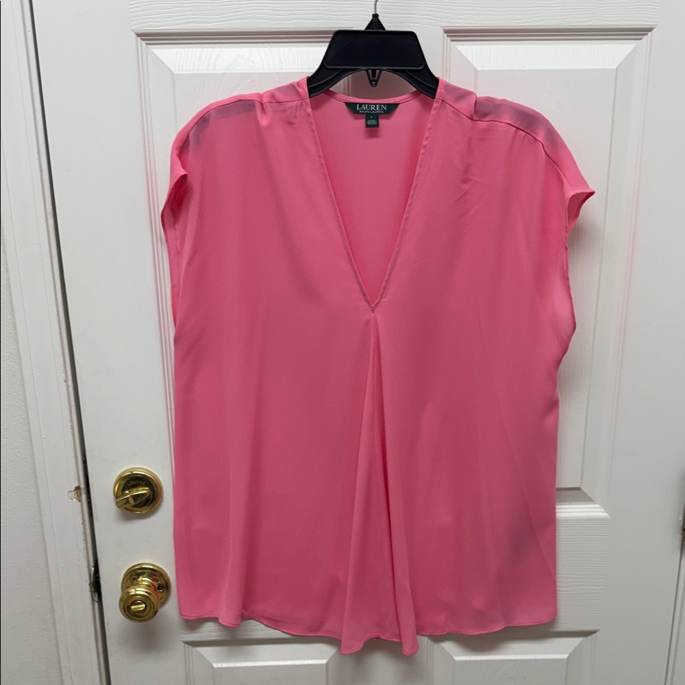 Lauren Ralph Lauren Pink V-Neck Blouse
